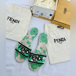 FENDI Signature Canvas Slide Sandal